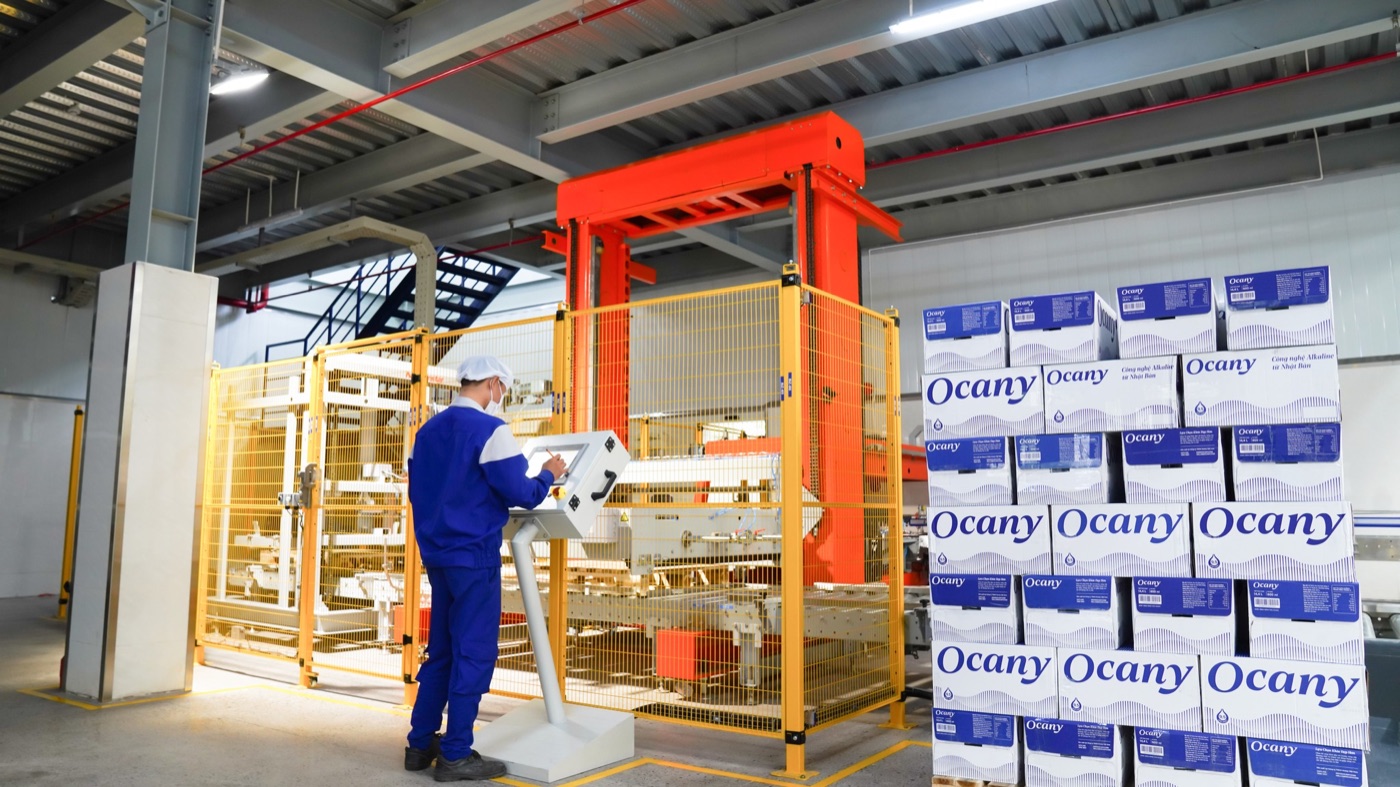 Dây chuyền đóng thùng tự động tại nhà máy Ocany